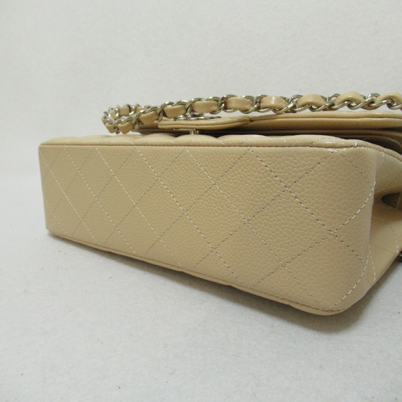 CHANEL Matelasse W Flap Chain Shoulder Bag Caviar Skin Beige - Picture 4 of 9